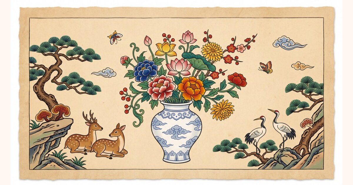 화병 그림 — 병(甁)과 평(平), 소리로 뜻을 만든 그림