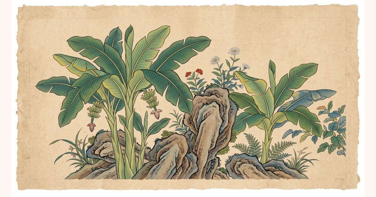파초 그림 — 빗소리를 들으려고 심은 나무